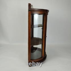Curved Glass Solid Wood Curio Cabinet Wall Mount Display Case 19x13 Small Unique