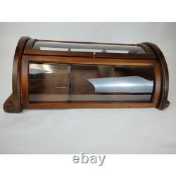 Curved Glass Solid Wood Curio Cabinet Wall Mount Display Case 19x13 Small Unique