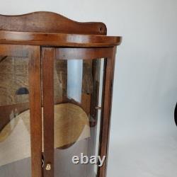 Curved Glass Solid Wood Curio Cabinet Wall Mount Display Case 19x13 Small Unique