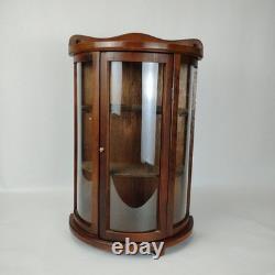 Curved Glass Solid Wood Curio Cabinet Wall Mount Display Case 19x13 Small Unique