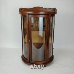 Curved Glass Solid Wood Curio Cabinet Wall Mount Display Case 19x13 Small Unique