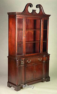 Custom Sheraton Style Mahogany Bookcase China Cabinet