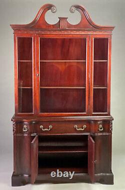 Custom Sheraton Style Mahogany Bookcase China Cabinet