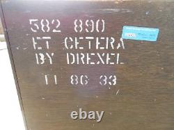 DREXEL Et Cetera Black Lacquer Chinoiserie Decorated Console & Mirror