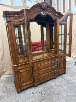 Delivery available Read description vintage solid wood hutch cabinet with lights