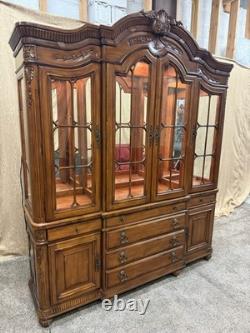 Delivery available Read description vintage solid wood hutch cabinet with lights