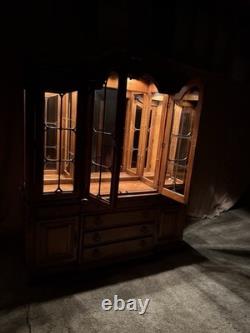 Delivery available Read description vintage solid wood hutch cabinet with lights