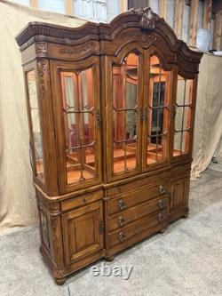 Delivery available Read description vintage solid wood hutch cabinet with lights
