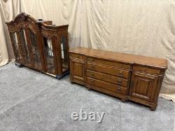 Delivery available Read description vintage solid wood hutch cabinet with lights