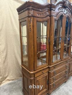 Delivery available Read description vintage solid wood hutch cabinet with lights