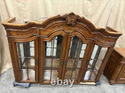Delivery available Read description vintage solid wood hutch cabinet with lights