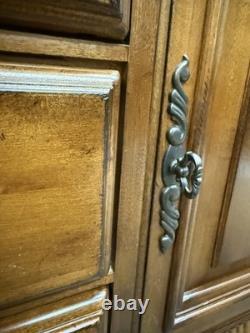 Delivery available Read description vintage solid wood hutch cabinet with lights
