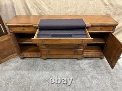 Delivery available Read description vintage solid wood hutch cabinet with lights