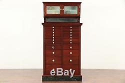 Dental, Jewelry, Collector Cabinet, Mahogany 1927 Dentist Antique, Signed #29476