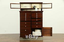 Dental, Jewelry, Collector Cabinet, Mahogany Dentist Antique #32800