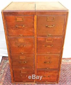 Double Legal Sized Antique Oak File Cabinet By Library Bureau Co