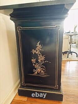 Drexel Heritage oriental Chinoiserie Flip Top Rolling Bar Sideboard Serving Cart