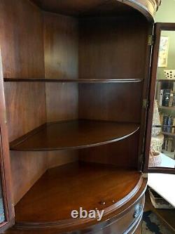 Drexel Travis Court 1940's USA Federal Style Mahogany Bow Front Corner Cabinet
