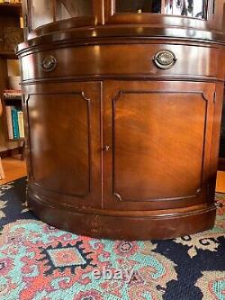 Drexel Travis Court 1940's USA Federal Style Mahogany Bow Front Corner Cabinet