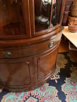 Drexel Travis Court 1940's USA Federal Style Mahogany Bow Front Corner Cabinet