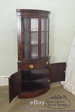 Drexel Travis Court Vintage 1940s Mahogany Bow Front Corner Cabinet