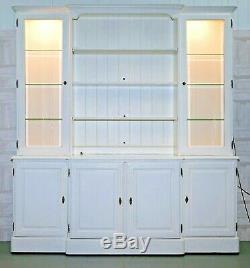 Ducal Breakfront Bookcase Welsh Dresser Solid Pine Lights & Adjustable Shelves