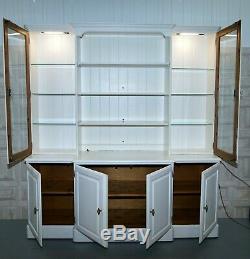 Ducal Breakfront Bookcase Welsh Dresser Solid Pine Lights & Adjustable Shelves