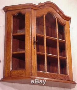 Dutch Old Wall Hanging Glass Curio Display silver gold oak baroc Wooden Cabinet