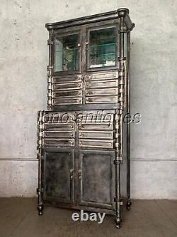 EARLY 1900s STEEL / BRASS & NICKELED DENTAL ACEPTIC CABINET. 18 DRAWERS. L@@k