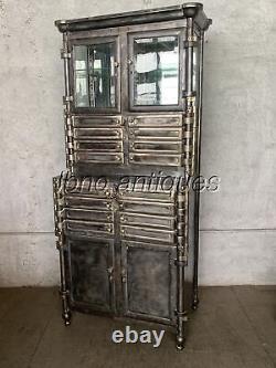 EARLY 1900s STEEL / BRASS & NICKELED DENTAL ACEPTIC CABINET. 18 DRAWERS. L@@k