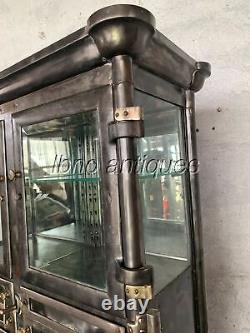 EARLY 1900s STEEL / BRASS & NICKELED DENTAL ACEPTIC CABINET. 18 DRAWERS. L@@k