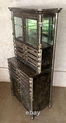EARLY 1900s STEEL / BRASS & NICKELED DENTAL ACEPTIC CABINET. 18 DRAWERS. L@@k