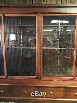 Early 1900's Antique Clothing Store Display Cabinet, Glass Doors