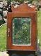 Early 1900's Antique Oak Medicine Cabinet With Beveled Glass Mirror 28h 15w