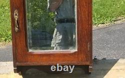 Early 1900's Antique Oak Medicine Cabinet with Beveled Glass Mirror 28H 15W