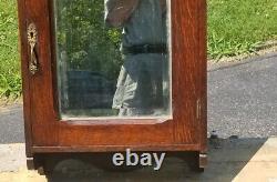 Early 1900's Antique Oak Medicine Cabinet with Beveled Glass Mirror 28H 15W