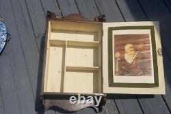 Early 1900's Antique Oak Medicine Cabinet with Beveled Glass Mirror 28H 15W