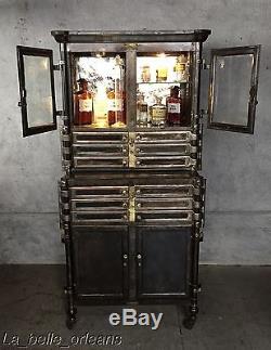 Early 1900's Industrial Brass And Steel Dental Cabinet / 12 Drawers. Restored