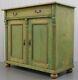 Early 1900's Pine Sideboard/cupboard On Bun Feet & Stunning Soft Green Colour