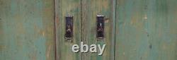 Early 1900's Pine Sideboard/cupboard On Bun Feet & Stunning Soft Green Colour