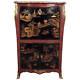 Early 1900s French Chinoiserie-style Secretaire Marble Top, Withleather Top Inside