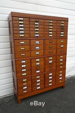 Early 1900s Oak Large Stacked File Cabinet Cupboard BY P. A. Wetzler CO 1320