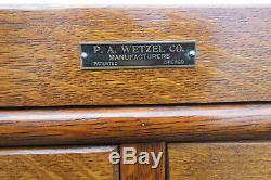 Early 1900s Oak Large Stacked File Cabinet Cupboard BY P. A. Wetzler CO 1320