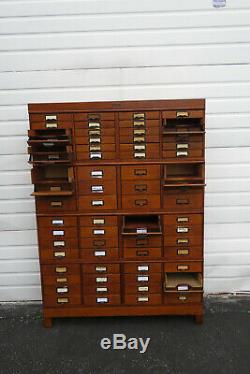 Early 1900s Oak Large Stacked File Cabinet Cupboard BY P. A. Wetzler CO 1320