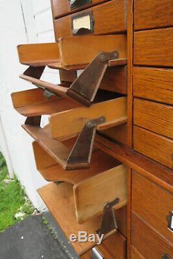 Early 1900s Oak Large Stacked File Cabinet Cupboard BY P. A. Wetzler CO 1320