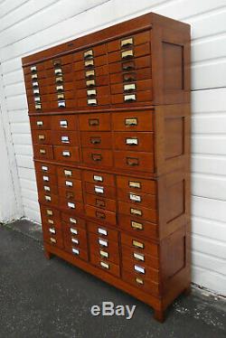 Early 1900s Oak Large Stacked File Cabinet Cupboard BY P. A. Wetzler CO 1320