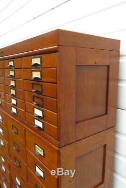 Early 1900s Oak Large Stacked File Cabinet Cupboard BY P. A. Wetzler CO 1320