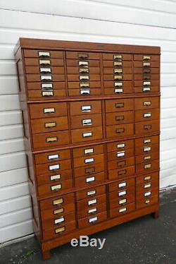 Early 1900s Oak Large Stacked File Cabinet Cupboard BY P. A. Wetzler CO 1320