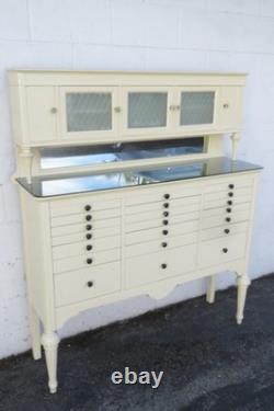 Early 1900s Tall Two Part Painted Dental Cabinet 6097
