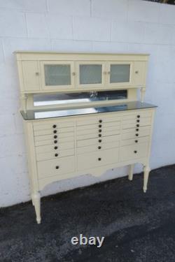 Early 1900s Tall Two Part Painted Dental Cabinet 6097
